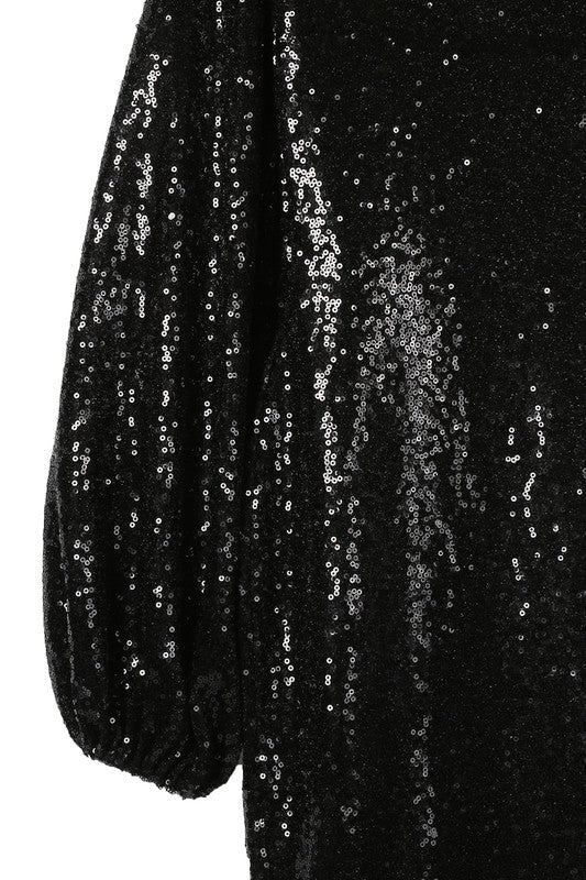 Sequin Puff Sleeve Mini Dress