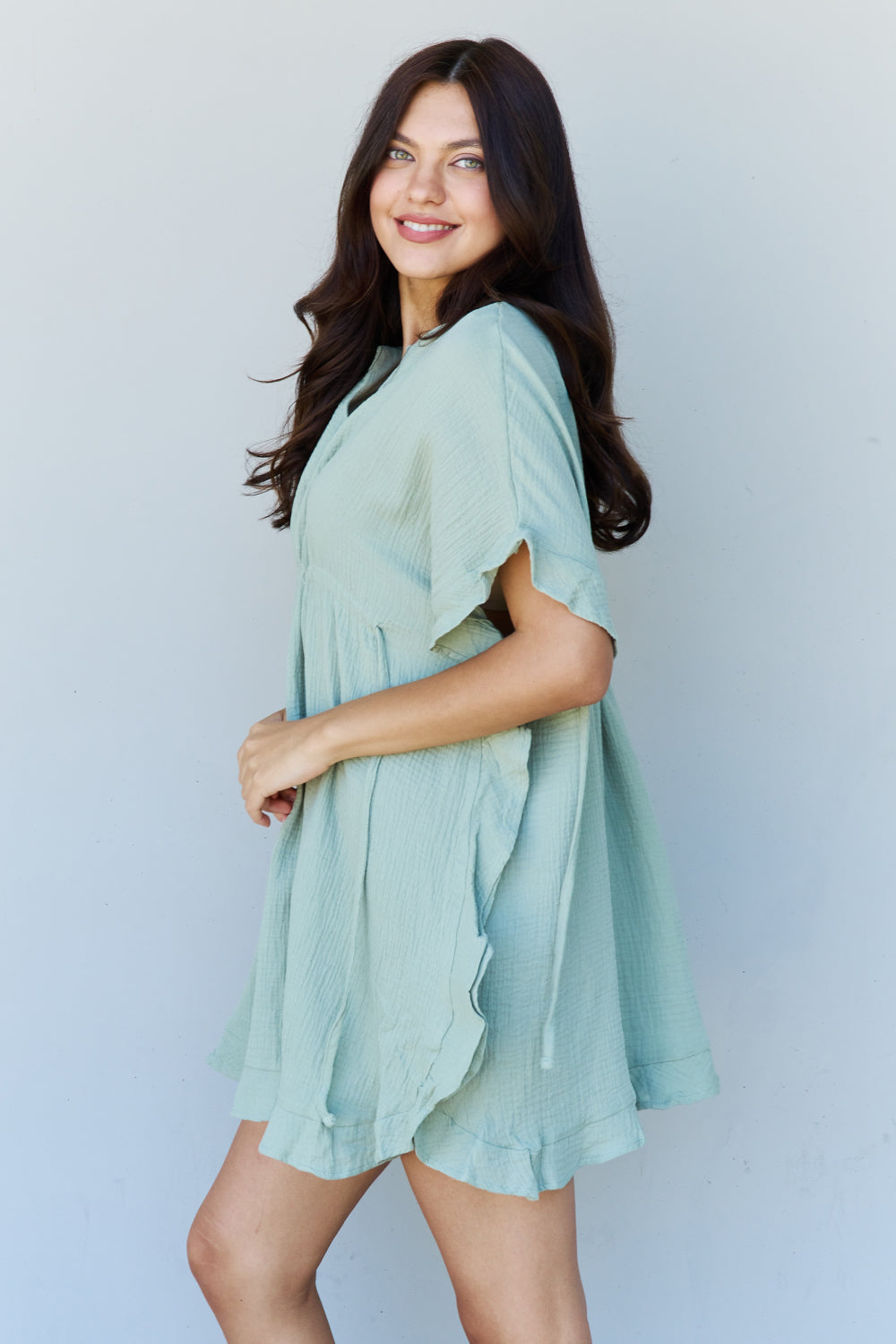 Full Size Ruffle Hem Drawstring Dress