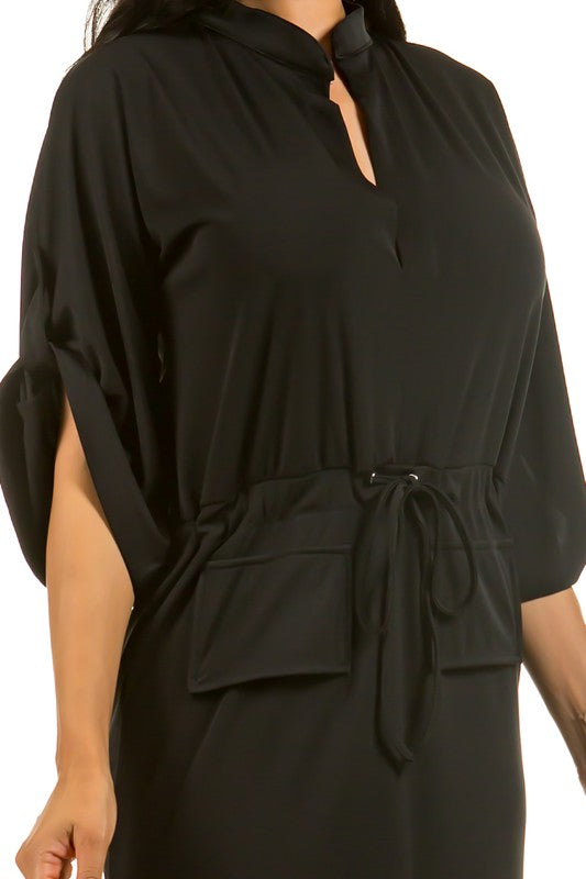 Sexy 3/4 Sleeve V-Neck Maxi Dress