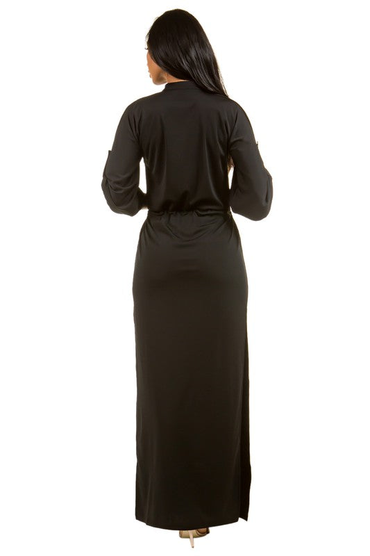 Sexy 3/4 Sleeve V-Neck Maxi Dress