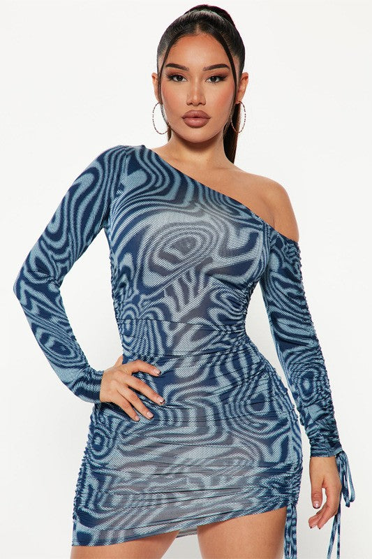 Long Sleeve Off Shoulder Party Mini Dress