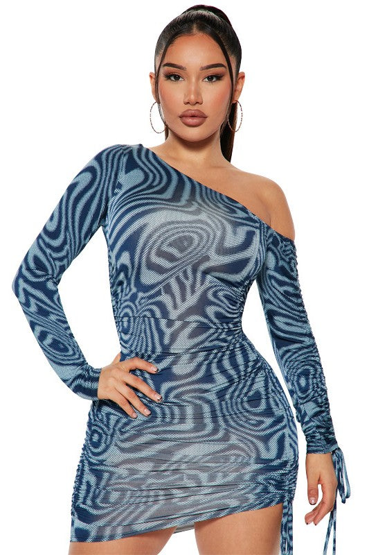 Long Sleeve Off Shoulder Party Mini Dress