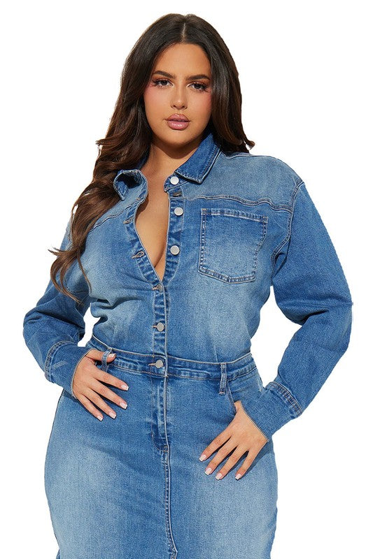 Long Sleeve Denim Maxi Dress