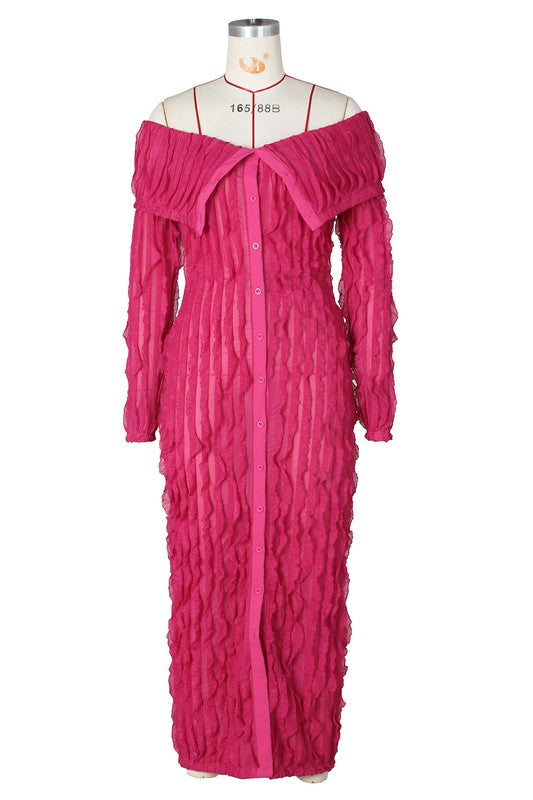 Off Shoulder Long Sleeve Maxi Dress