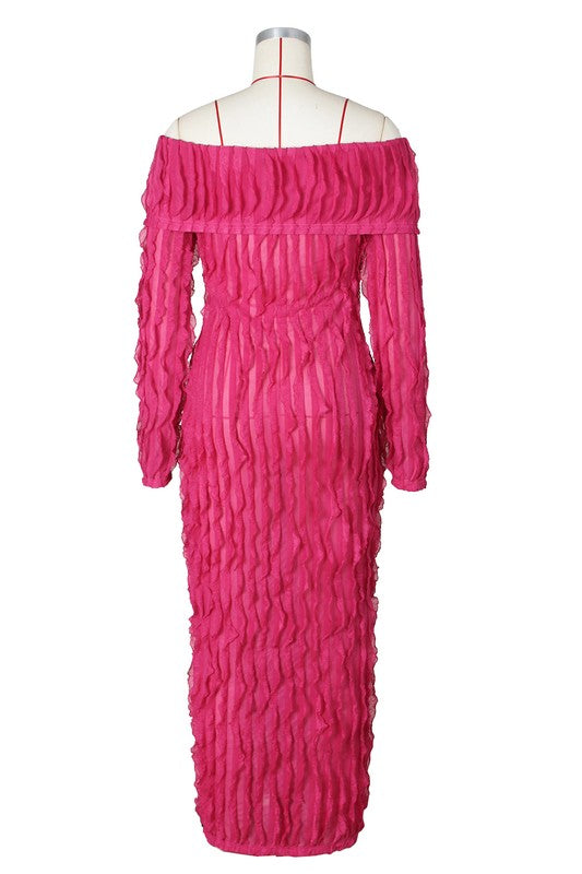 Off Shoulder Long Sleeve Maxi Dress