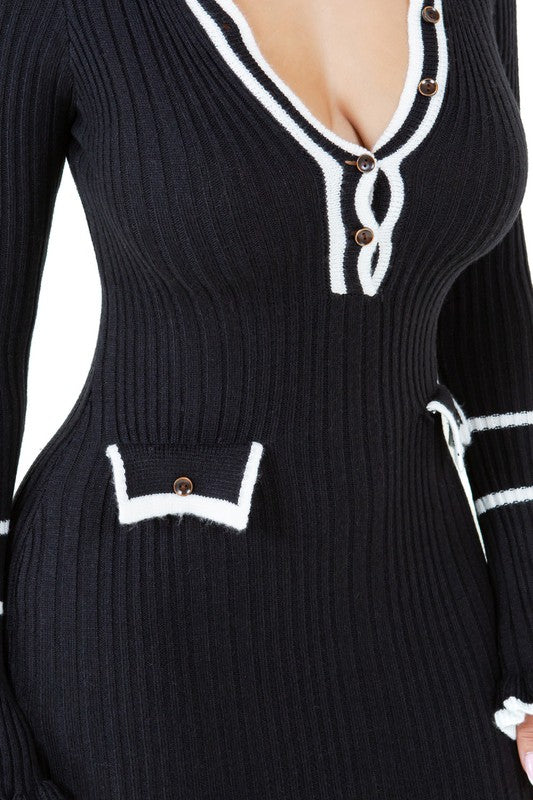 Sexy Long Sleeve Knit Maxi Dress