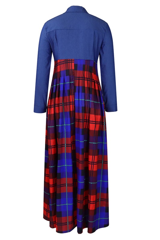 Long Sleeve Spread Collar Maxi Dress