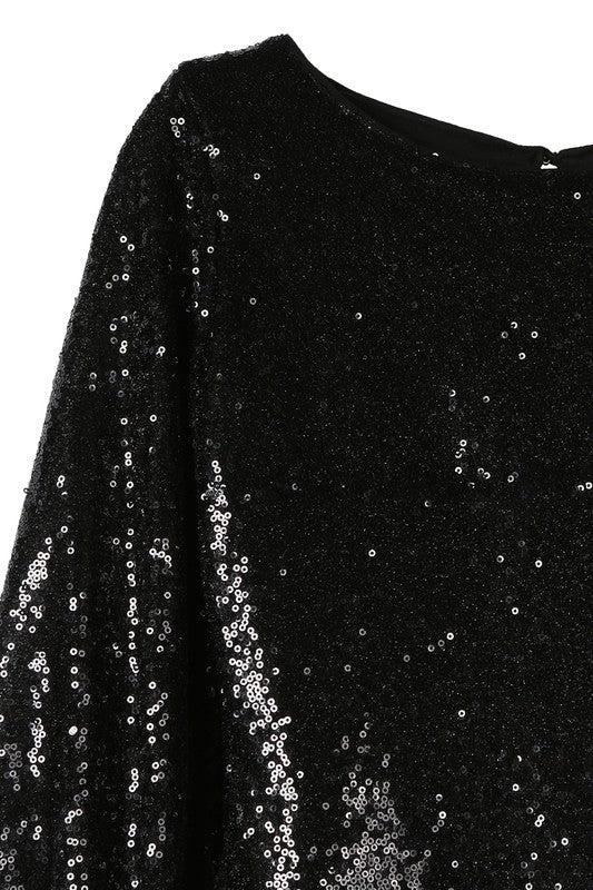 Sequin Puff Sleeve Mini Dress