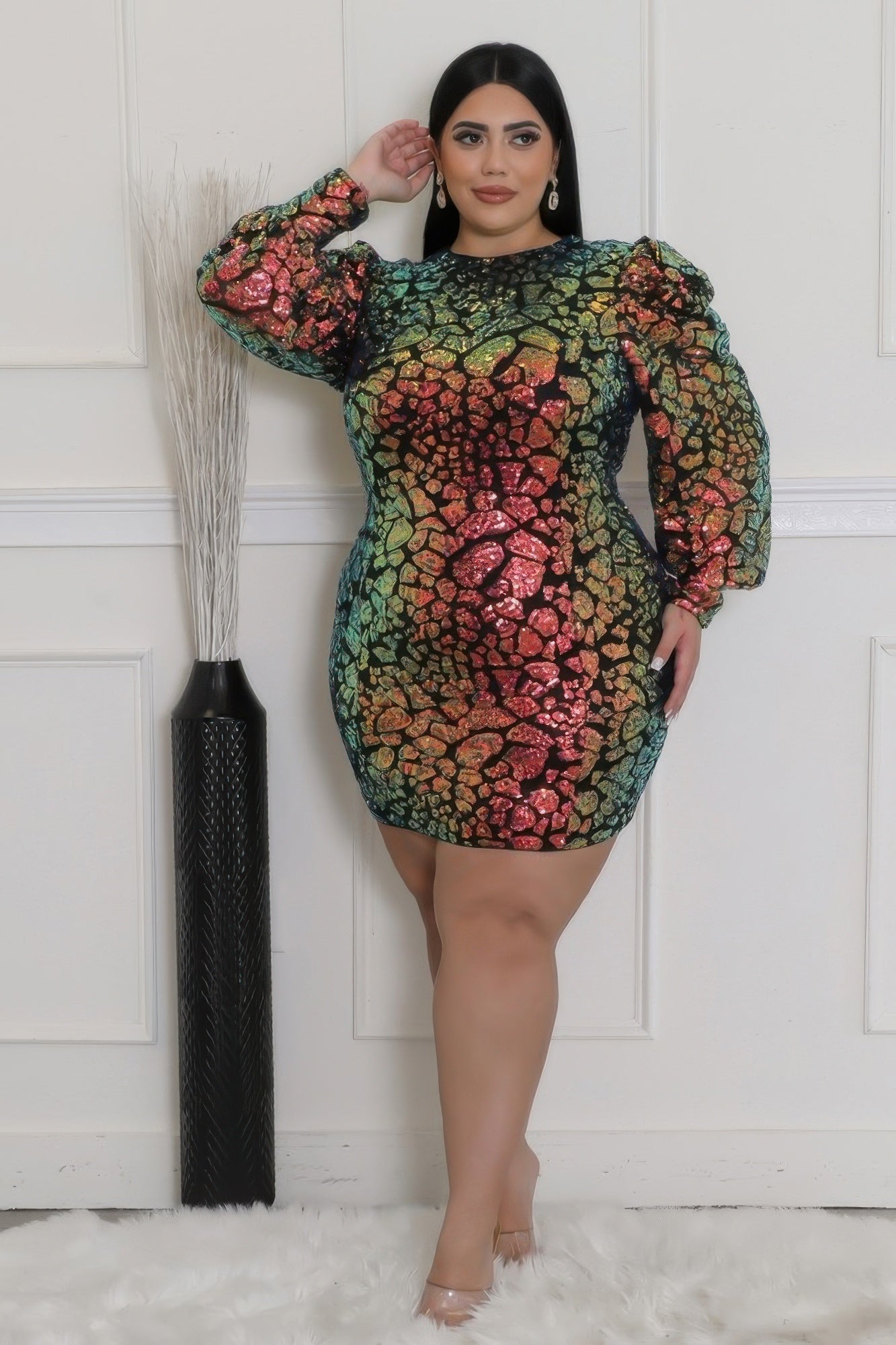 Sequin Round Neck Dress