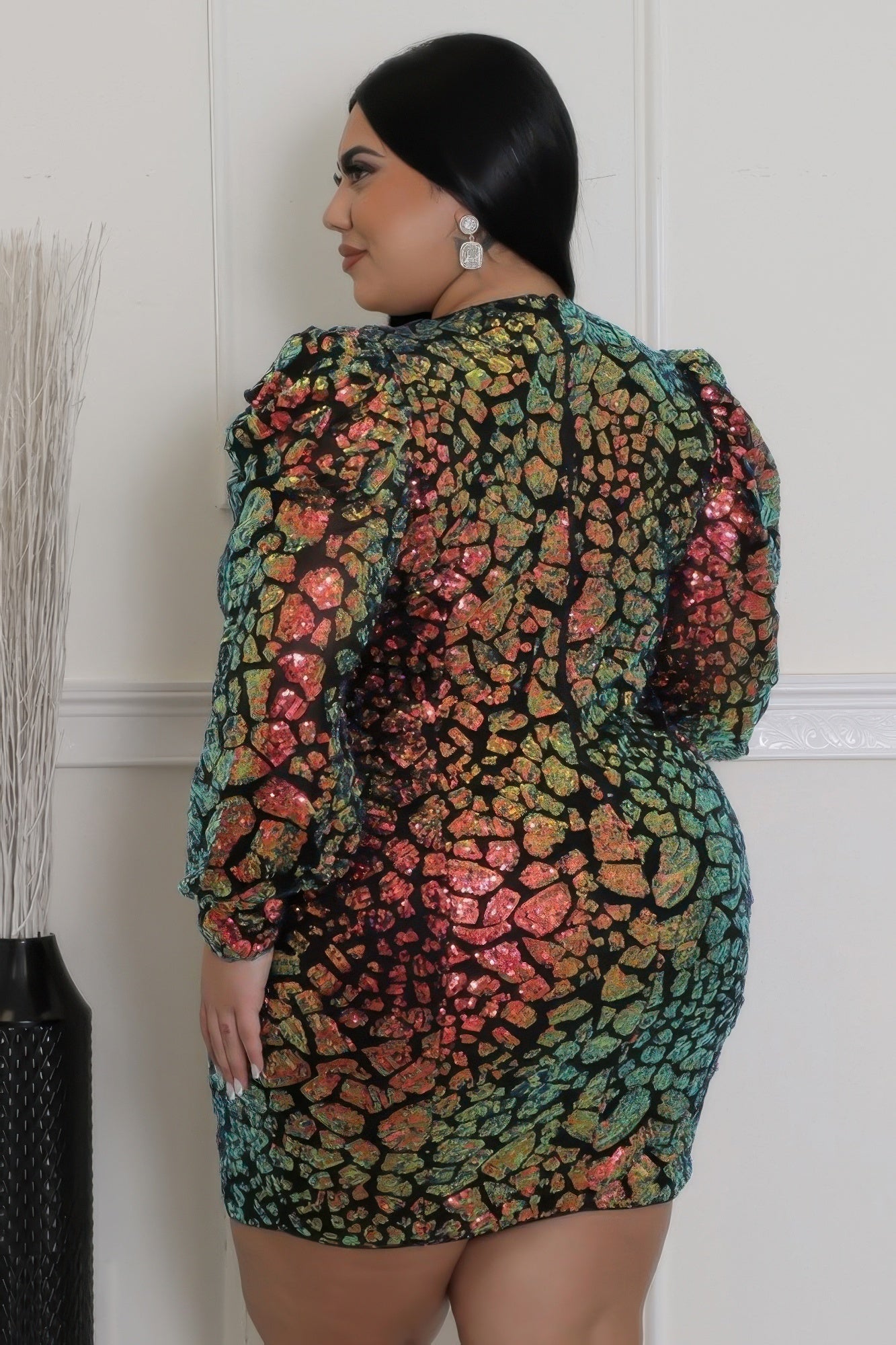 Sequin Round Neck Dress