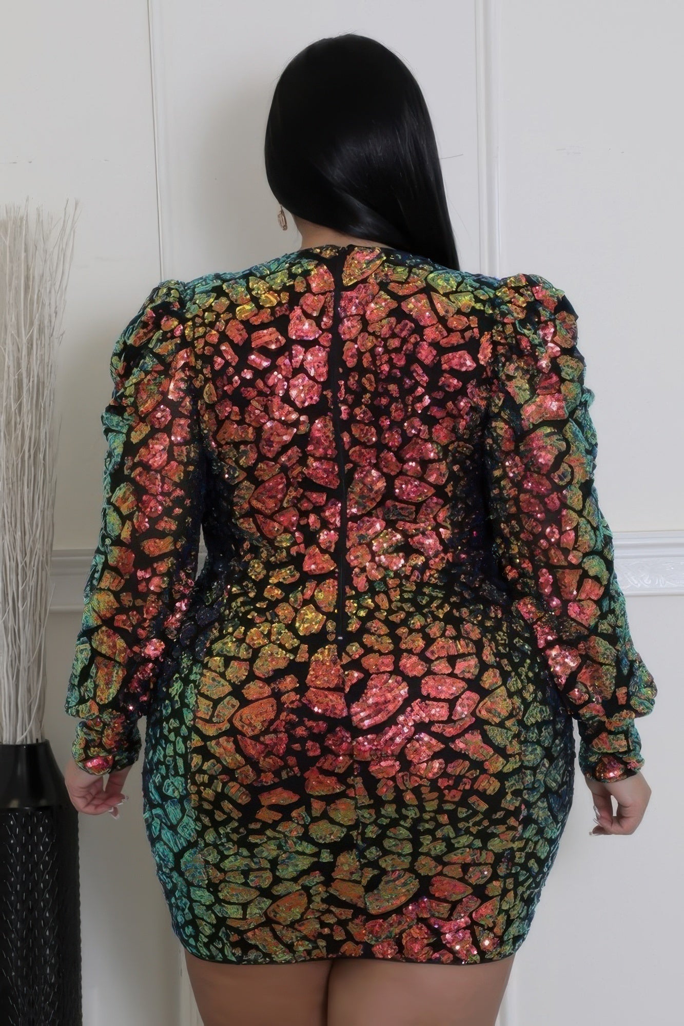 Sequin Round Neck Dress