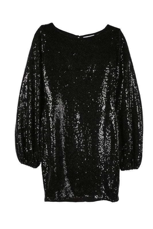 Sequin Puff Sleeve Mini Dress