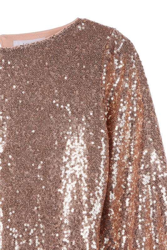 Sequin Puff Sleeve Mini Dress