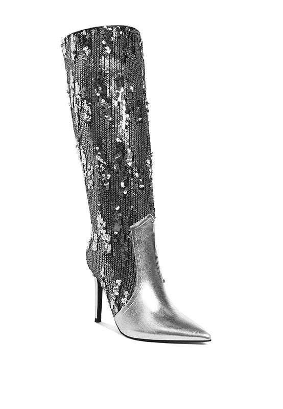 Sequin Embellished Stiletto Long Boot