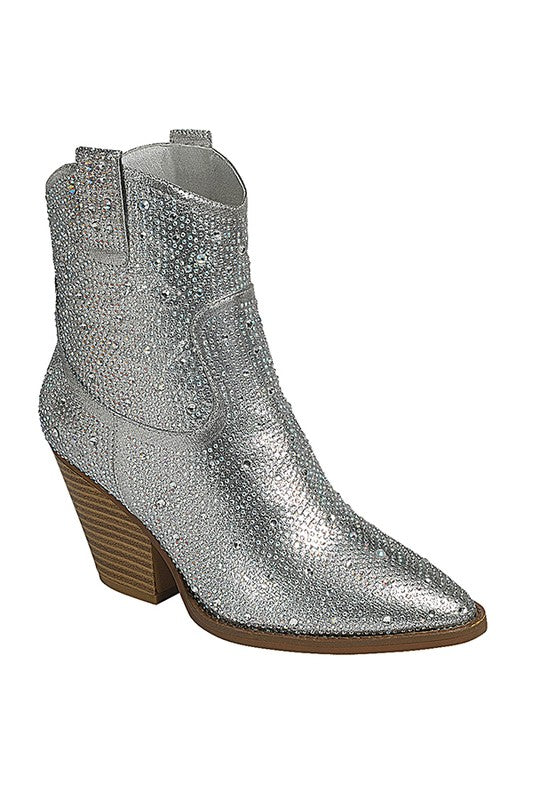 Western Style Rhinestone Bootie