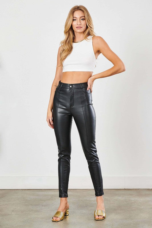 Ankle length PU Skinny Jeans