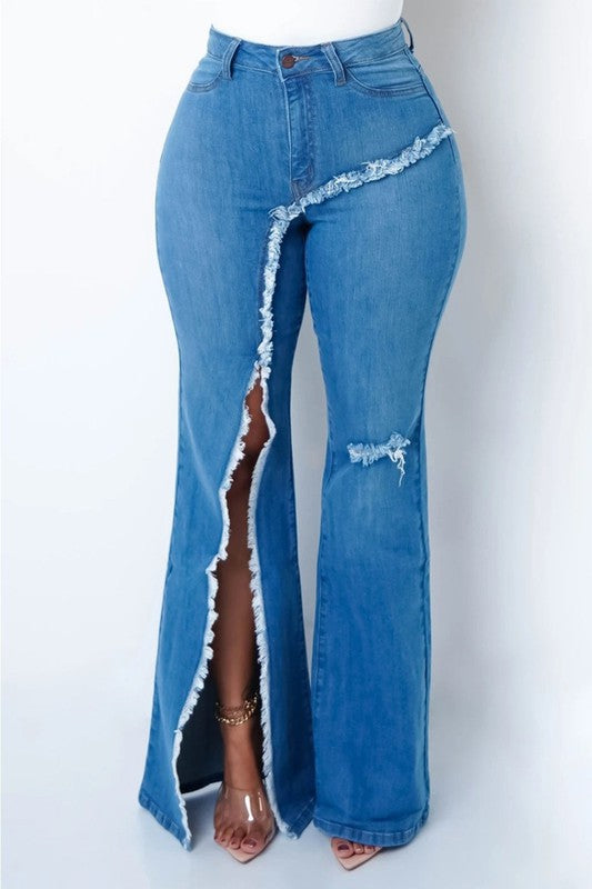 Sexy Fitted Split Leg Jeans