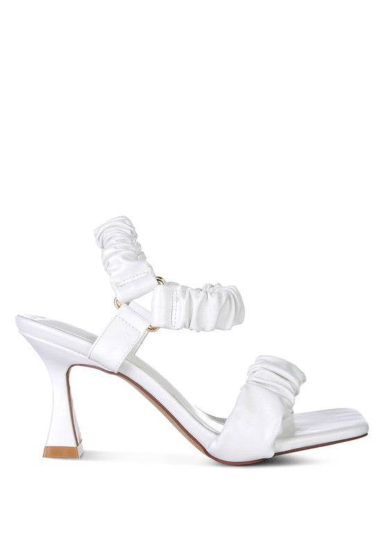 Ruched Spool Heel Casual Sandals