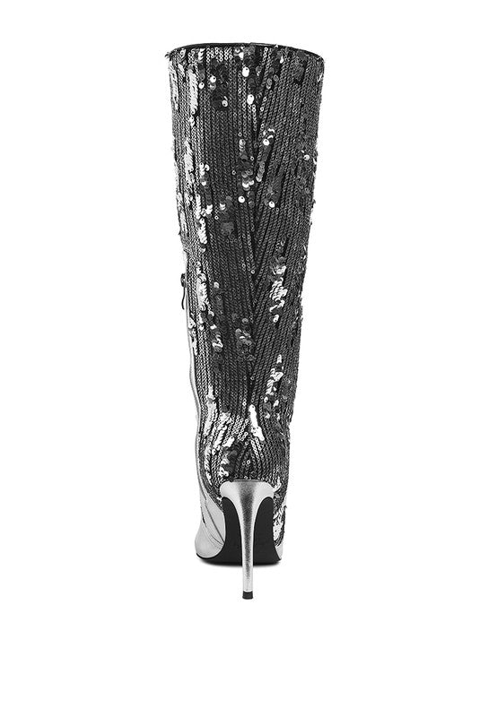 Sequin Embellished Stiletto Long Boot