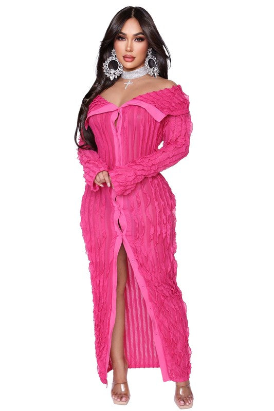 Off Shoulder Long Sleeve Maxi Dress