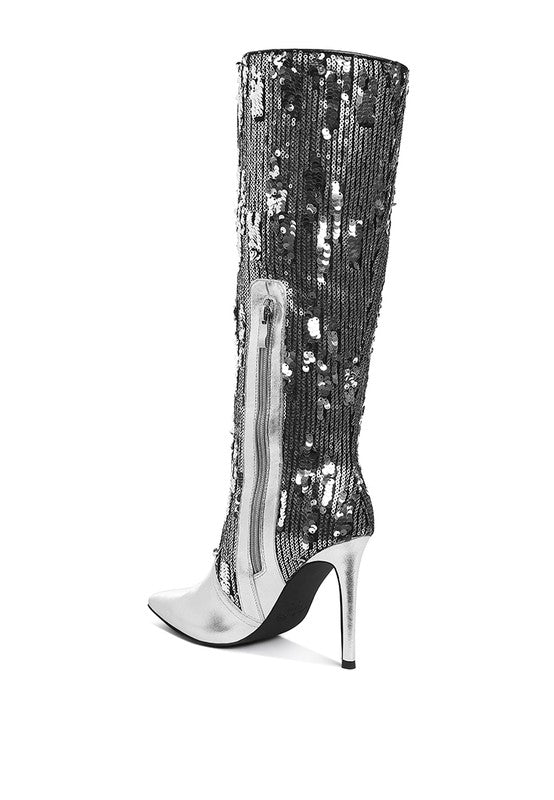 Sequin Embellished Stiletto Long Boot