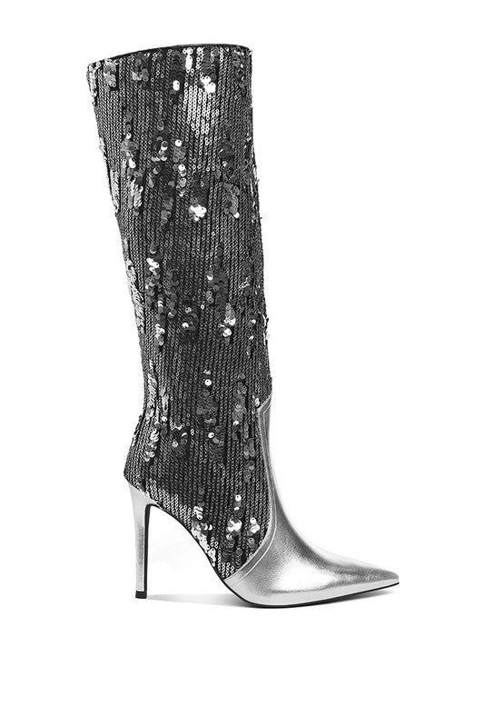 Sequin Embellished Stiletto Long Boot