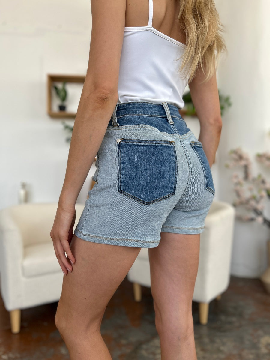 Judy Blue Full Size Color Block Denim Shorts