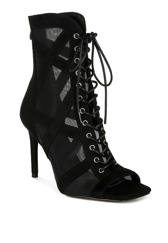 Mesh Lace-Up Ankle Boots