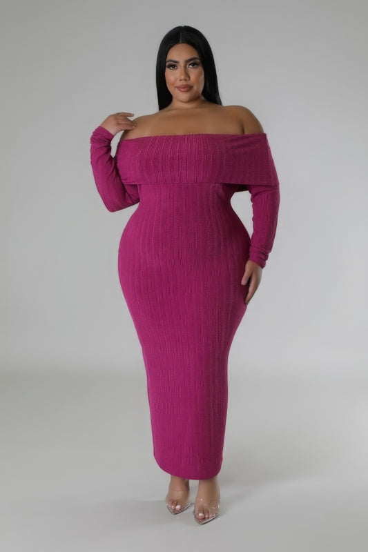 Plus Size Off Shoulders Stretch Dress