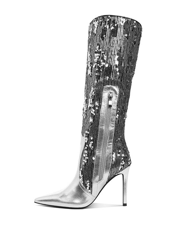 Sequin Embellished Stiletto Long Boot