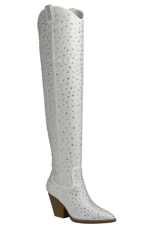 Over Knee Rhinestone Western Boots