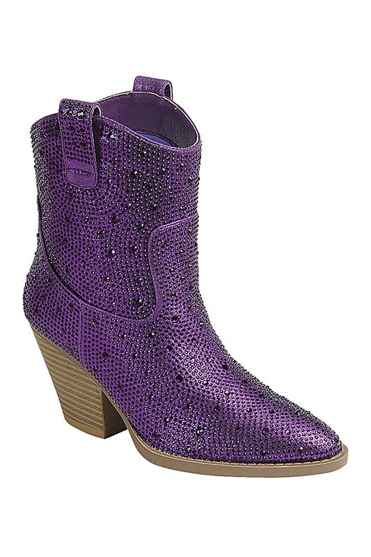 Western Style Rhinestone Bootie